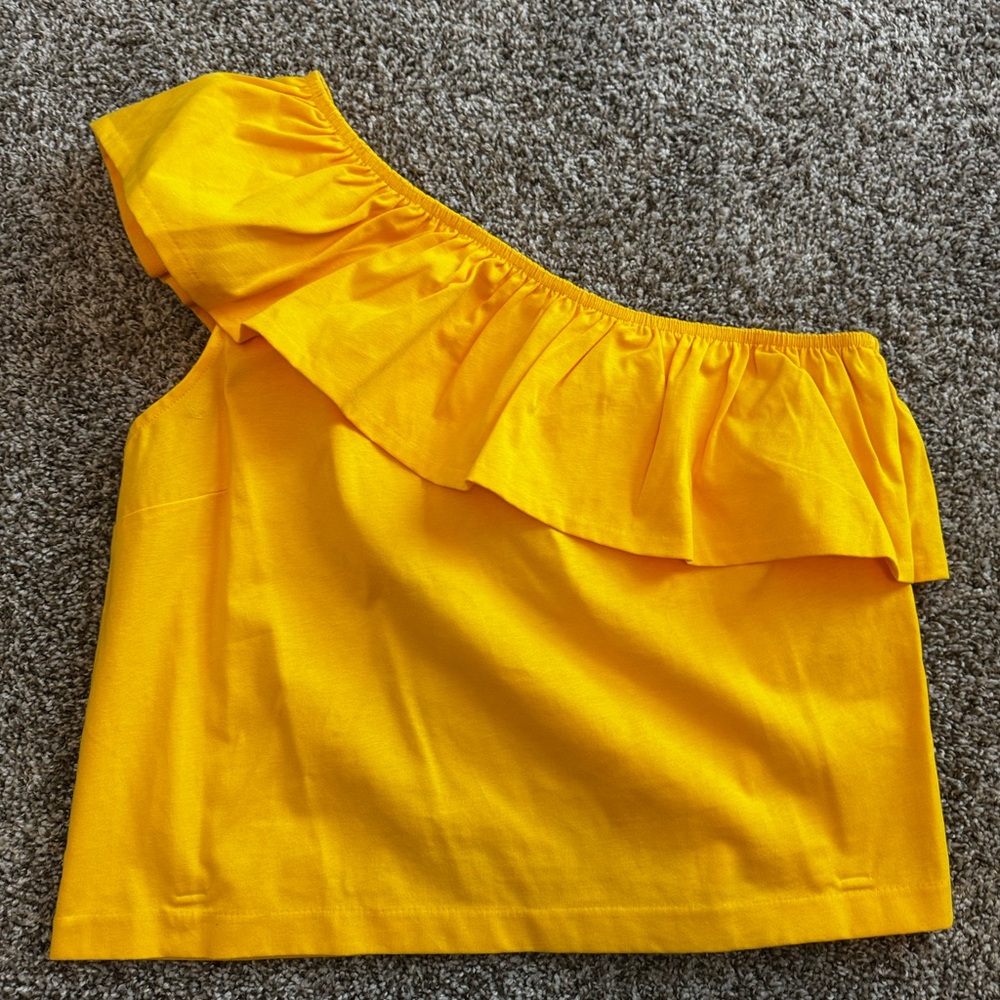 J. Crew Yellow One-Shoulder Top